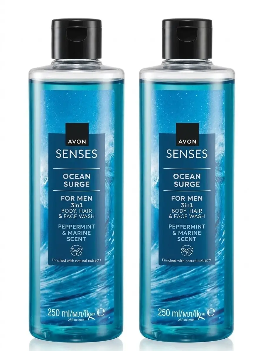 Avon Senses Ocean Surge 3-in-1 Body Wash 250ml (Pack of 2)
