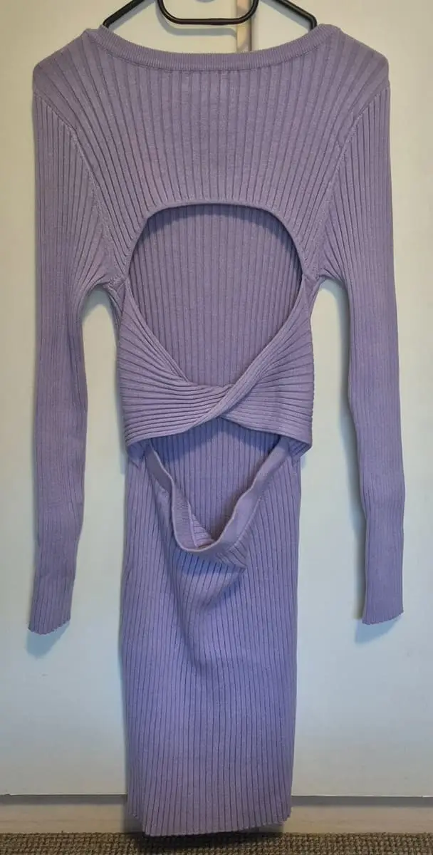 Cotton On Lilac Ribbed Cut-Out Midi Dress
