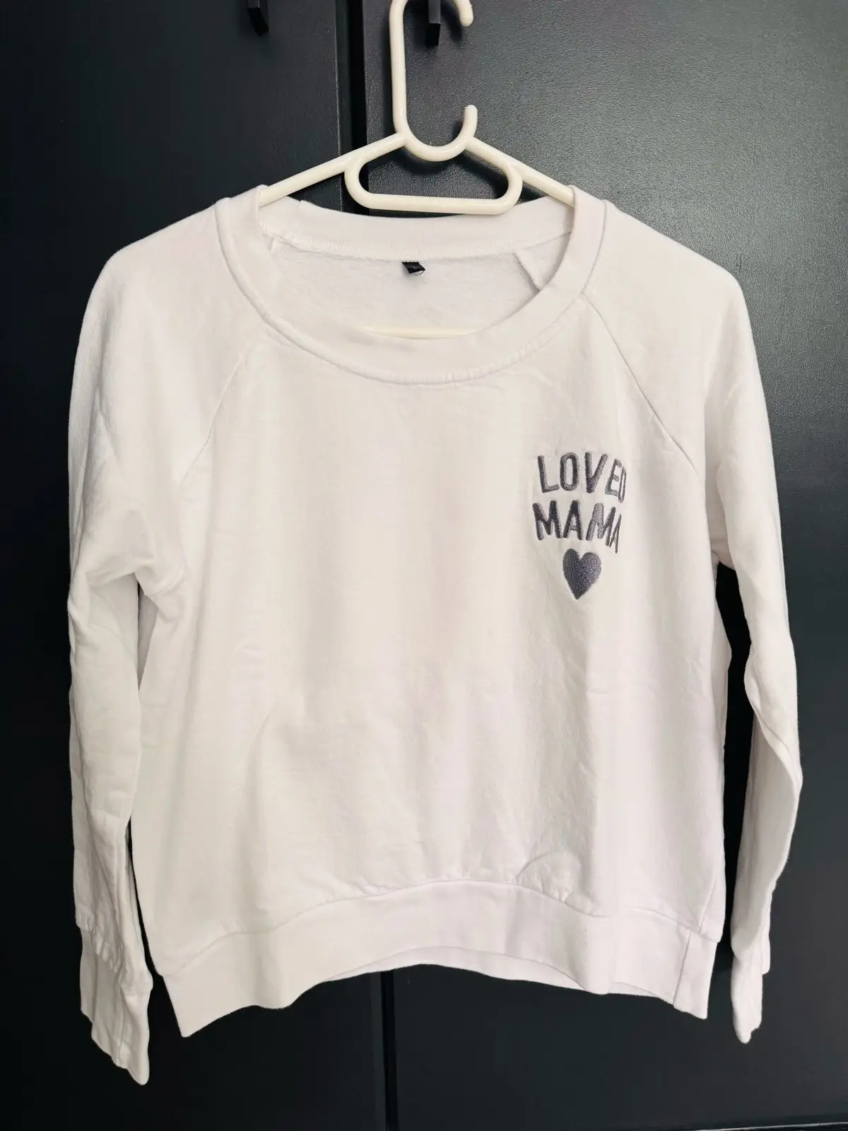 White Loved Mama Crewneck Sweatshirt