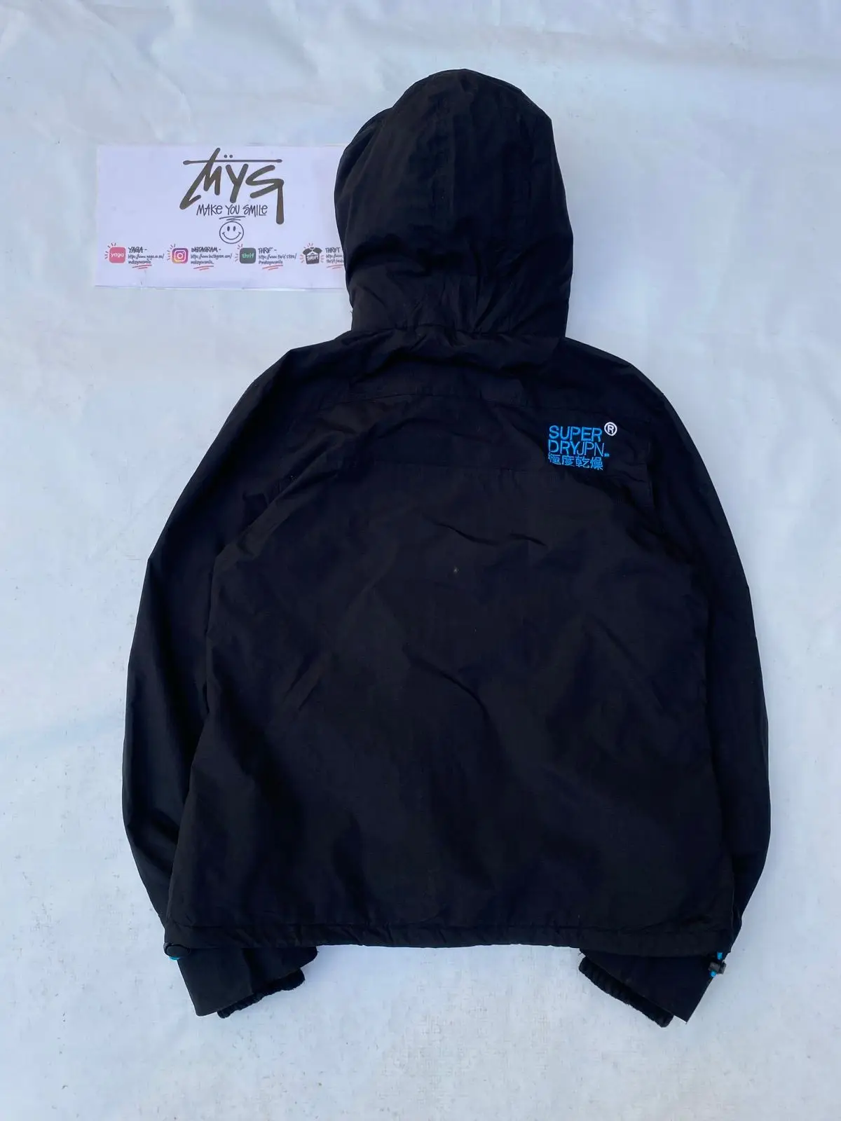 Superdry Black Jacket with Blue Lining