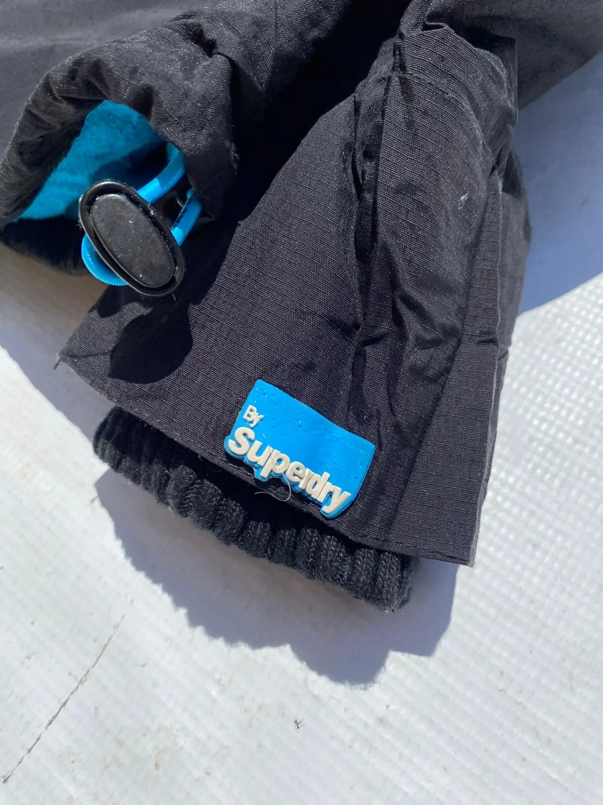 Superdry Black Jacket with Blue Lining