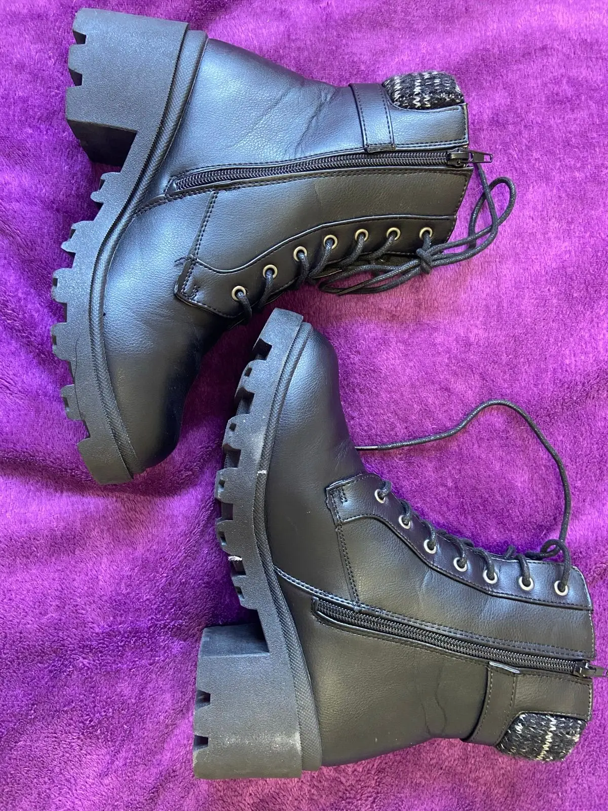Kelso Black Heeled Combat Boots Size 7