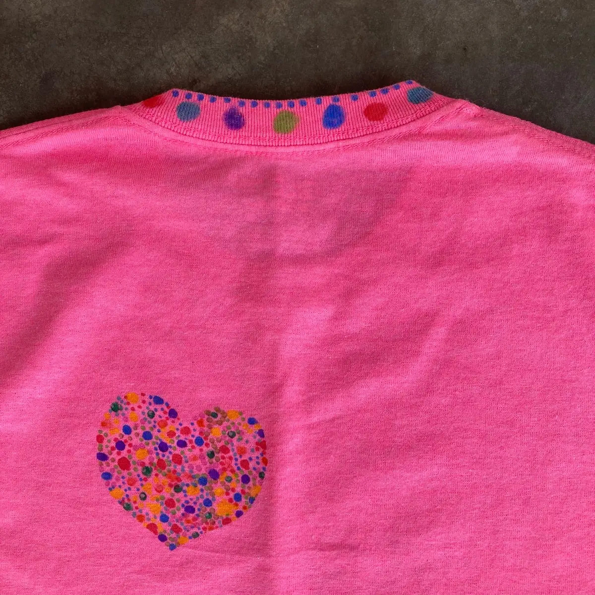 Gildan Pink T-Shirt with Custom Painted Heart and Collar