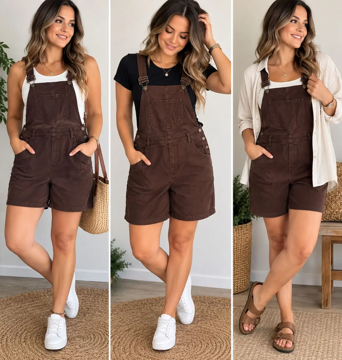Foschini Brown Denim Dungaree Shorts