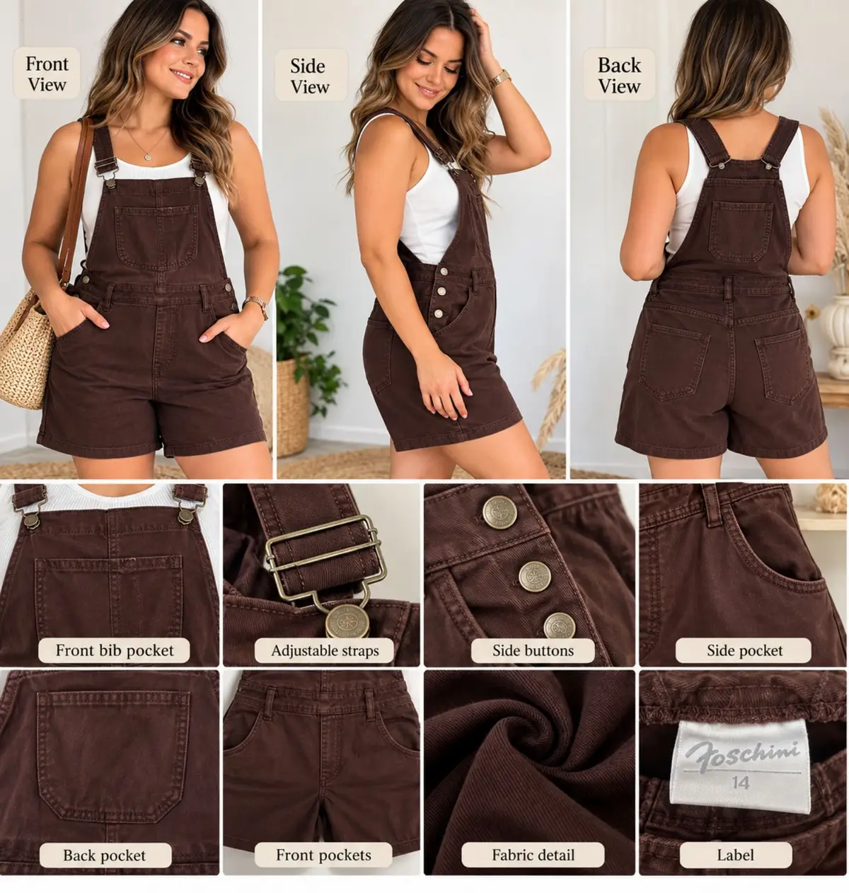 Foschini Brown Denim Dungaree Shorts