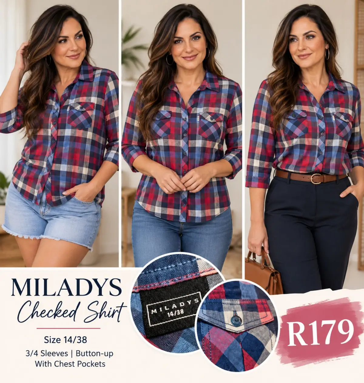 Truworths Miladys Checked Button-Up Shirt Size 14