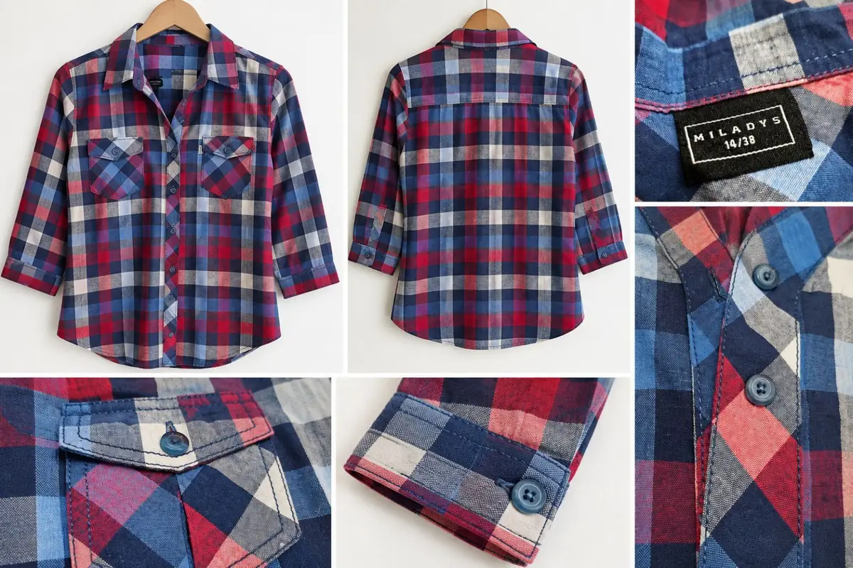 Miladys Checked Button-Up Shirt Size 14