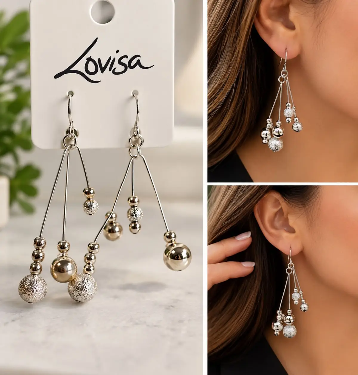 Lovisa Silver-Tone Beaded Drop Earrings