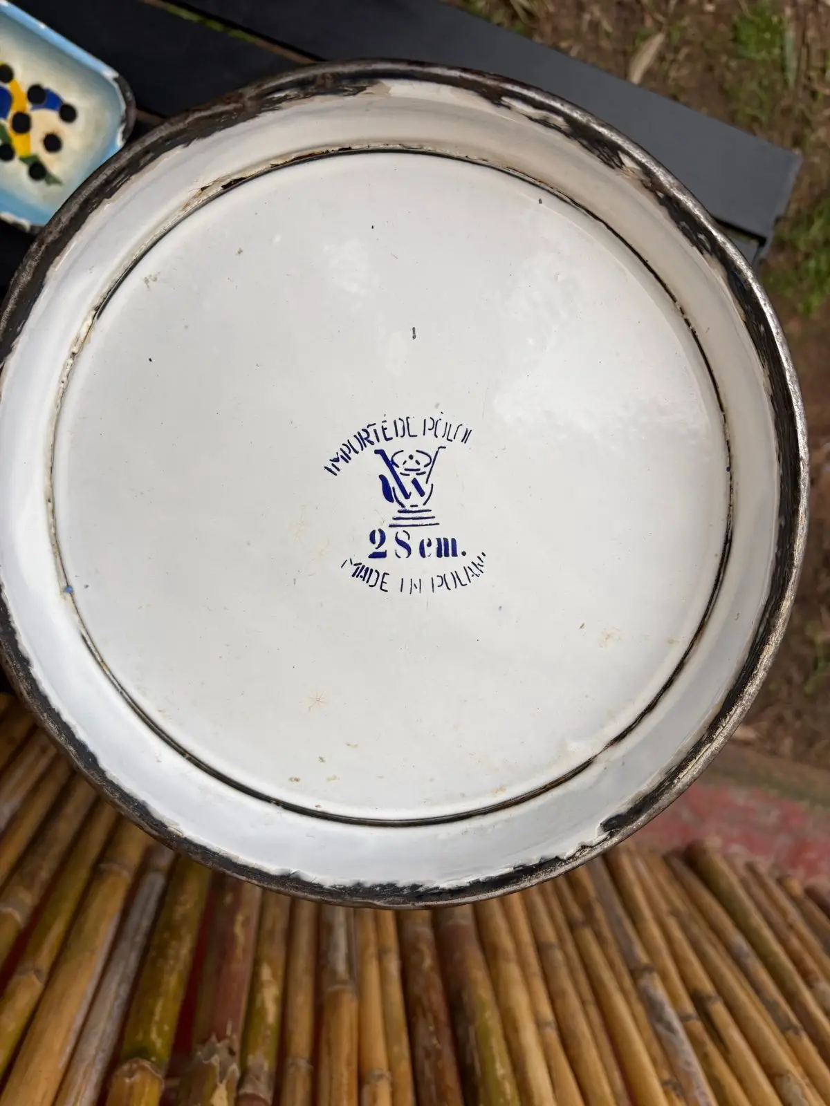 Vintage Enamel Bucket with Floral Design