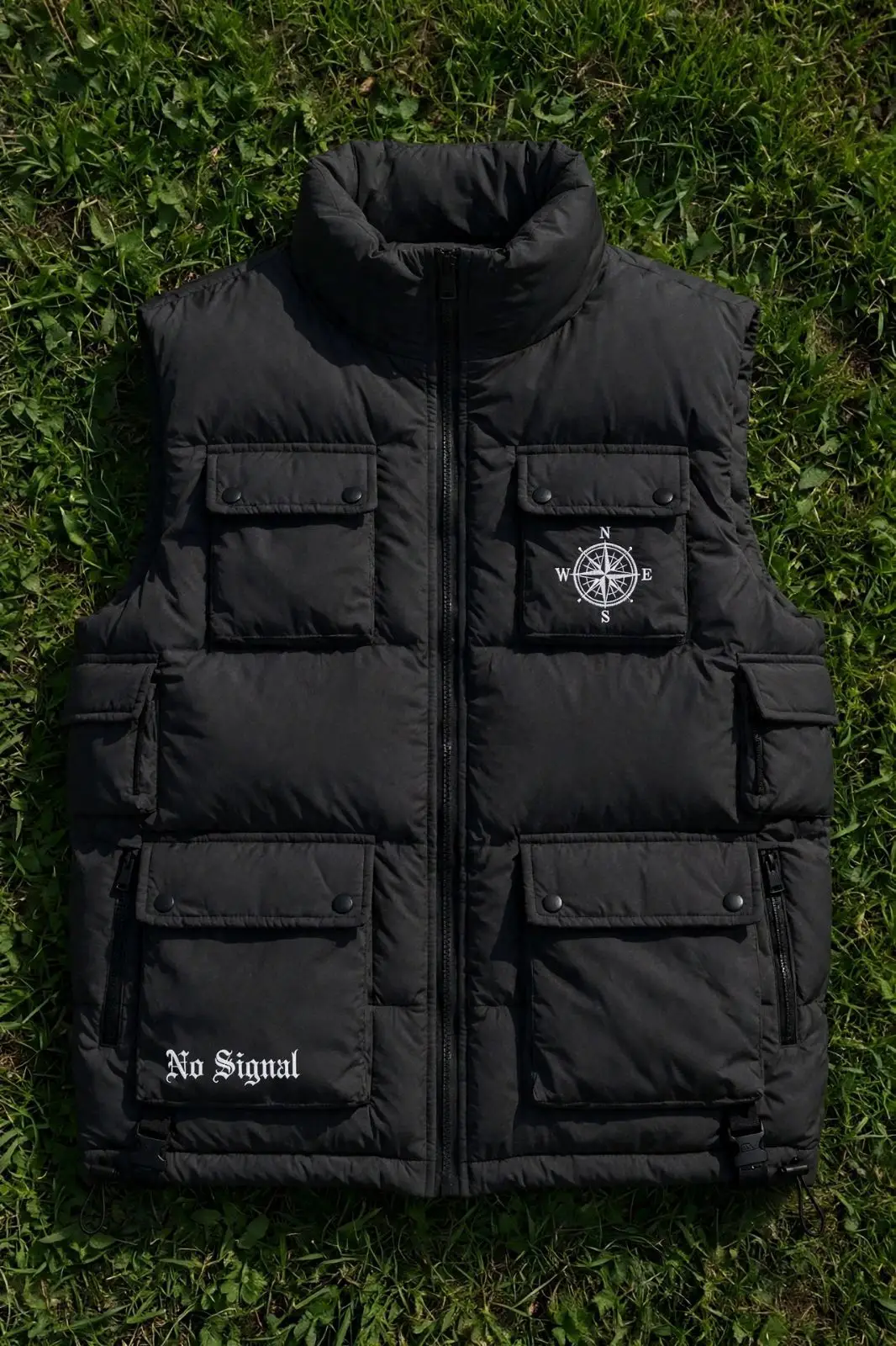 Black Puffer Vest with Cargo Pockets