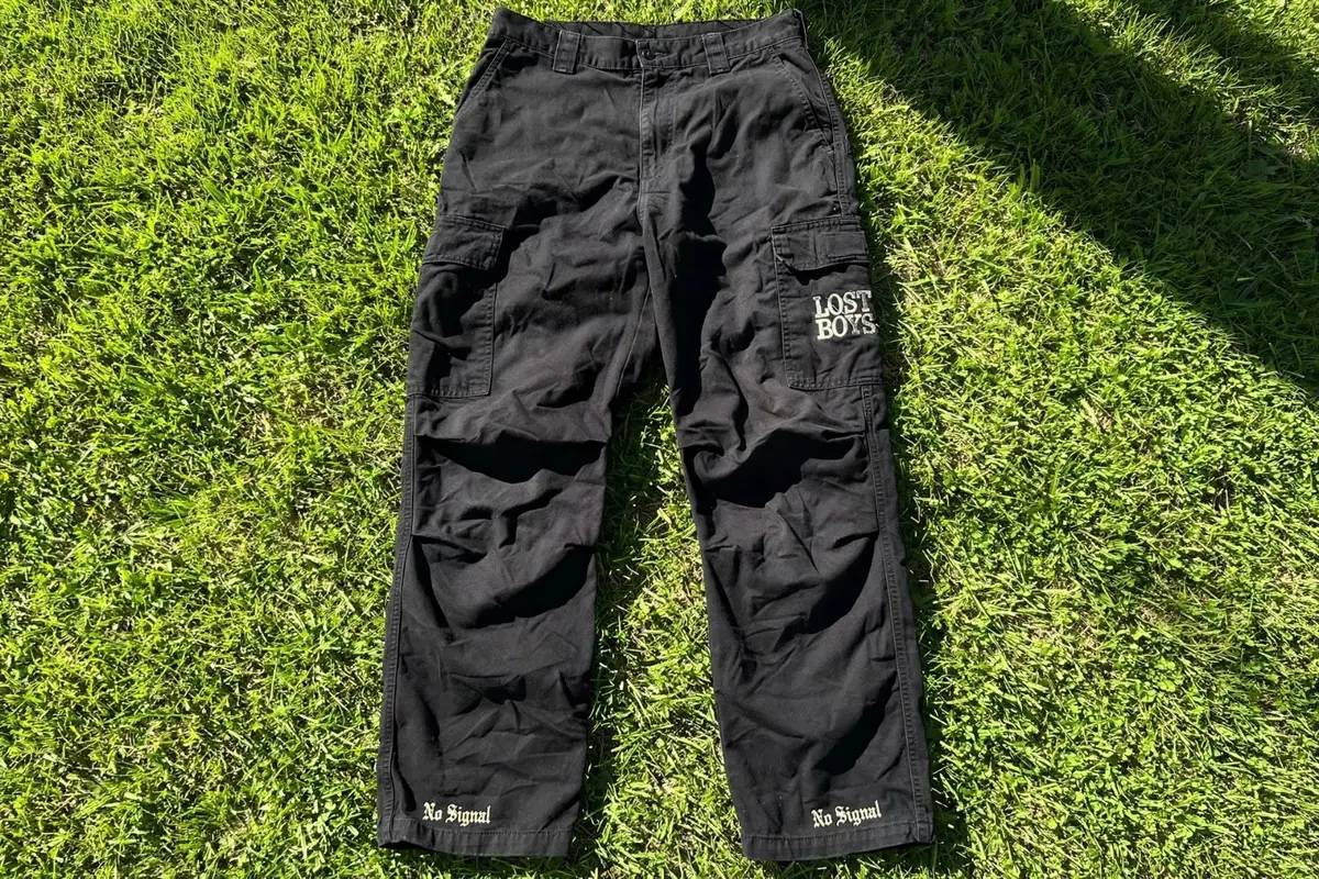 Black Cargo Pants with Lost Boys Print Size 30