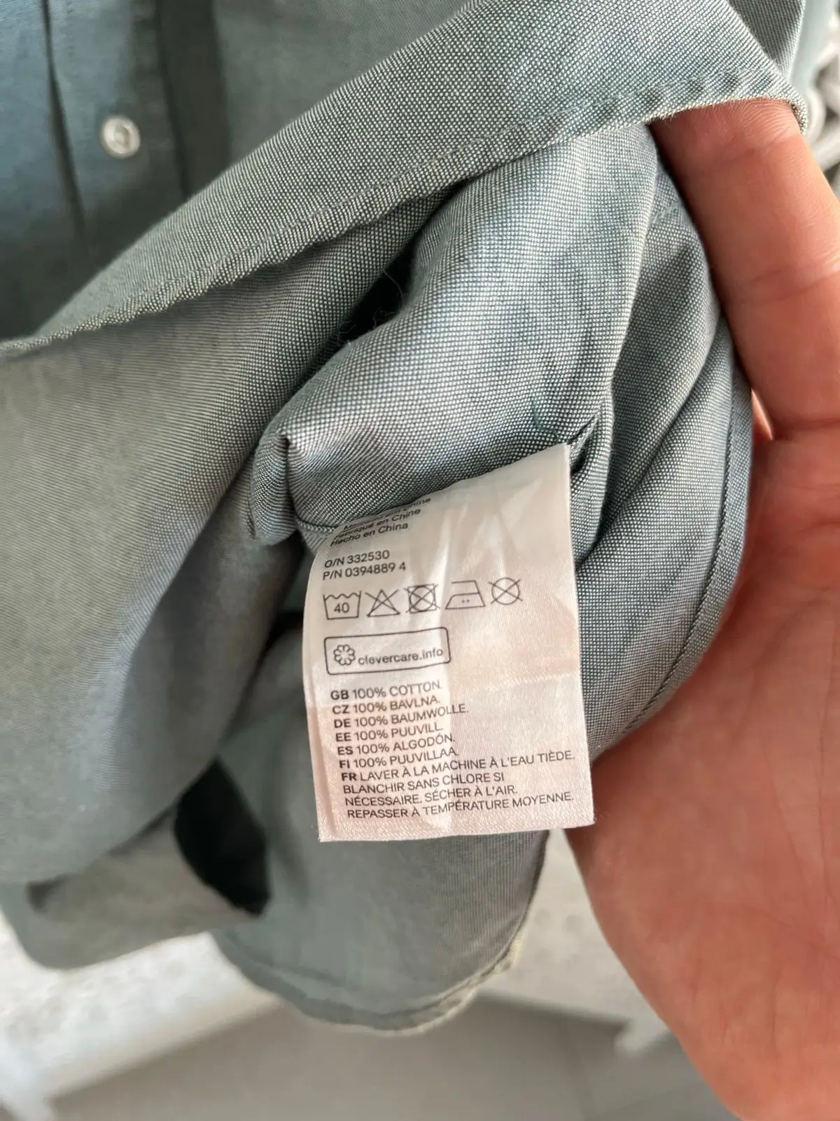 H&M Long-Sleeve Button-Down Shirt Sage Green