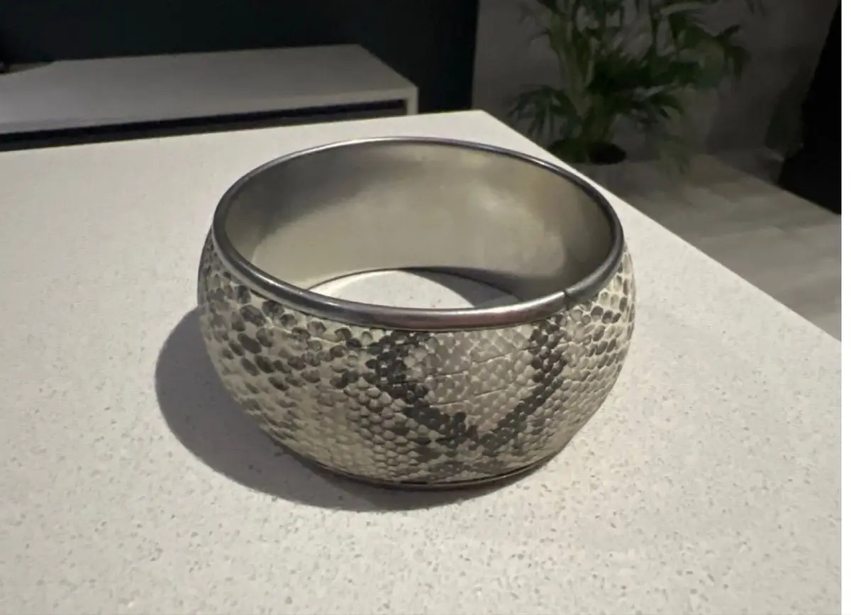 Wide Bangle Bracelet with Snakeskin Pattern