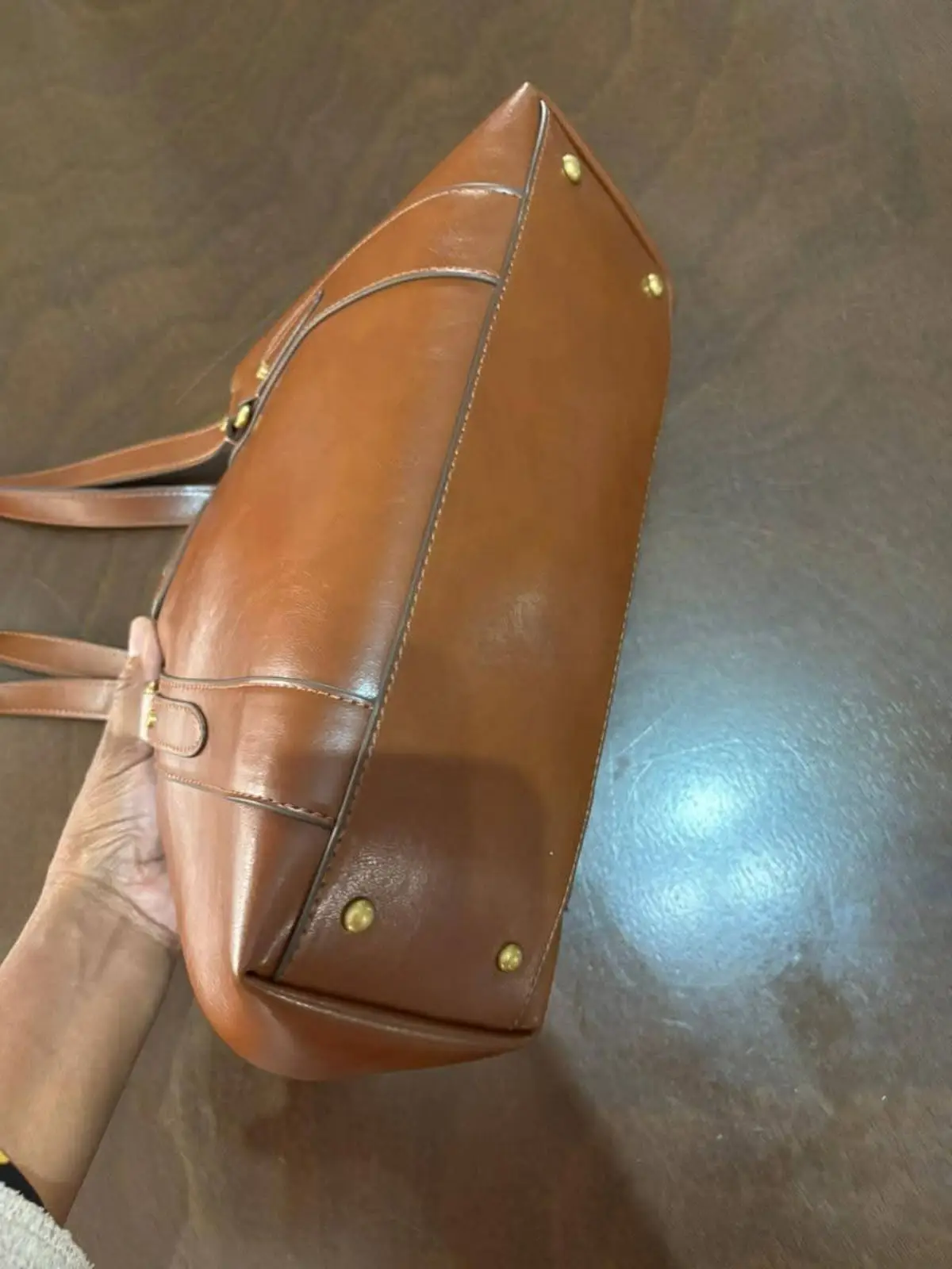 Mango Brown Shoulder Bag with Gold Hardware