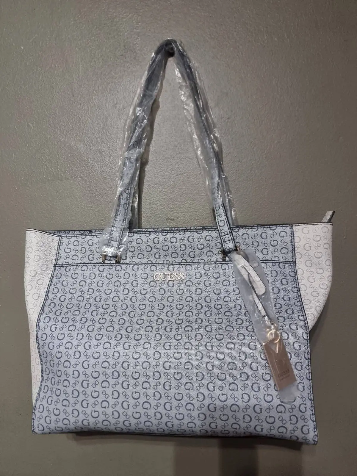 Guess Monogram Tote Bag Blue