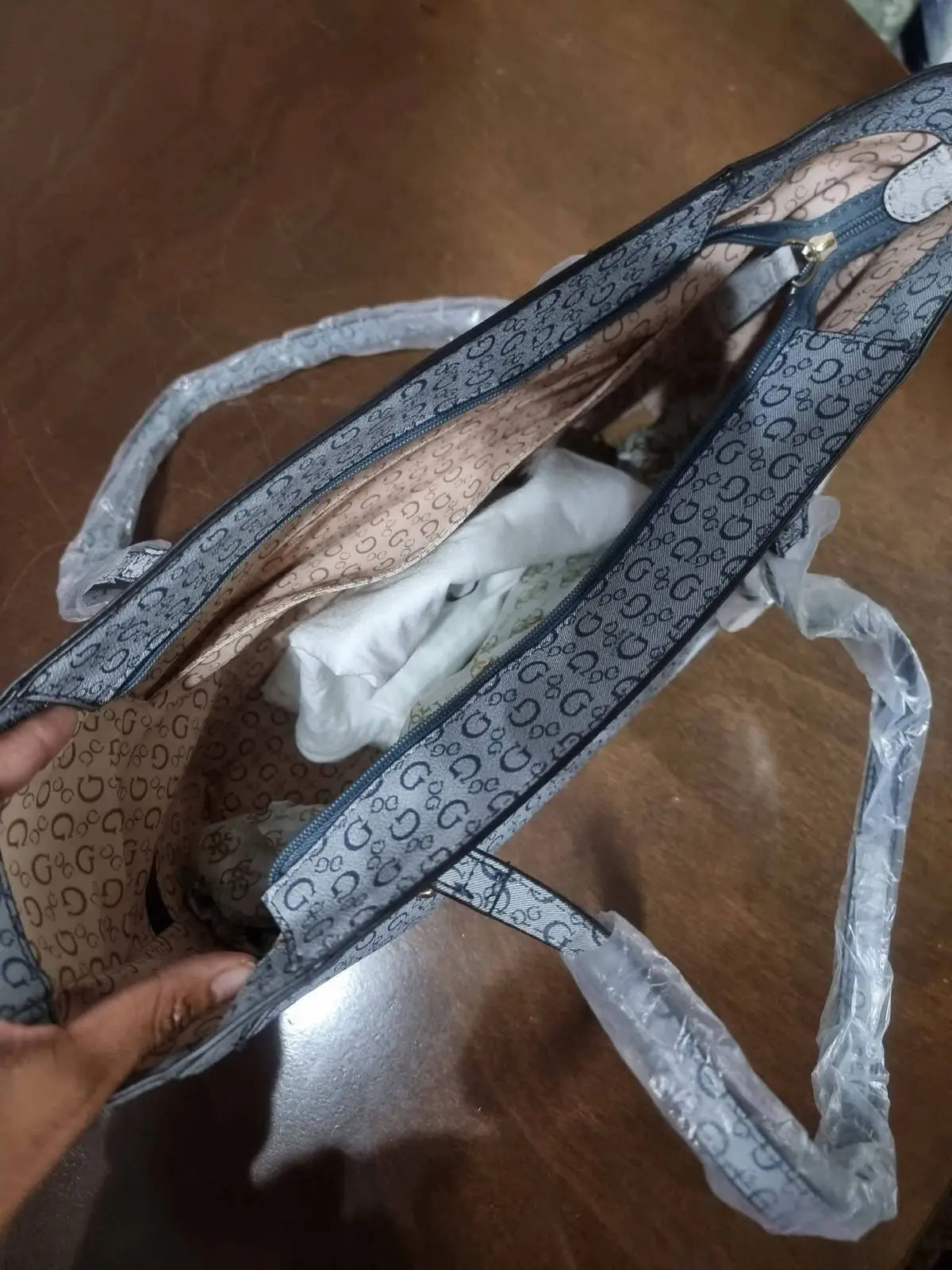 Guess Monogram Tote Bag Blue
