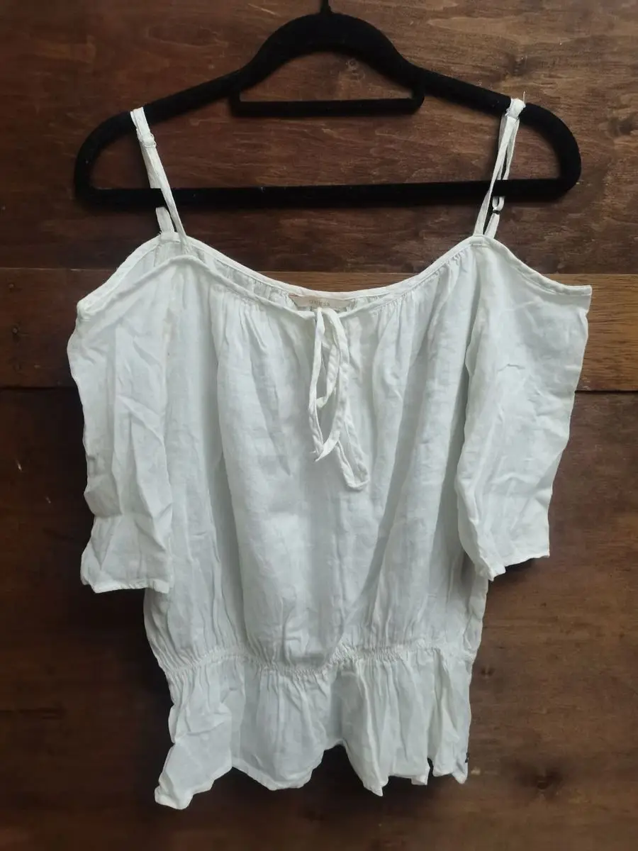 Guess White Off-The-Shoulder Cotton Top