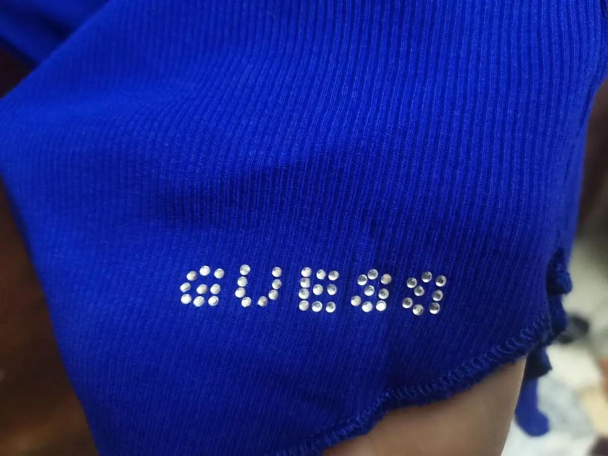 Guess Blue Ribbed Rhinestone Tank Top