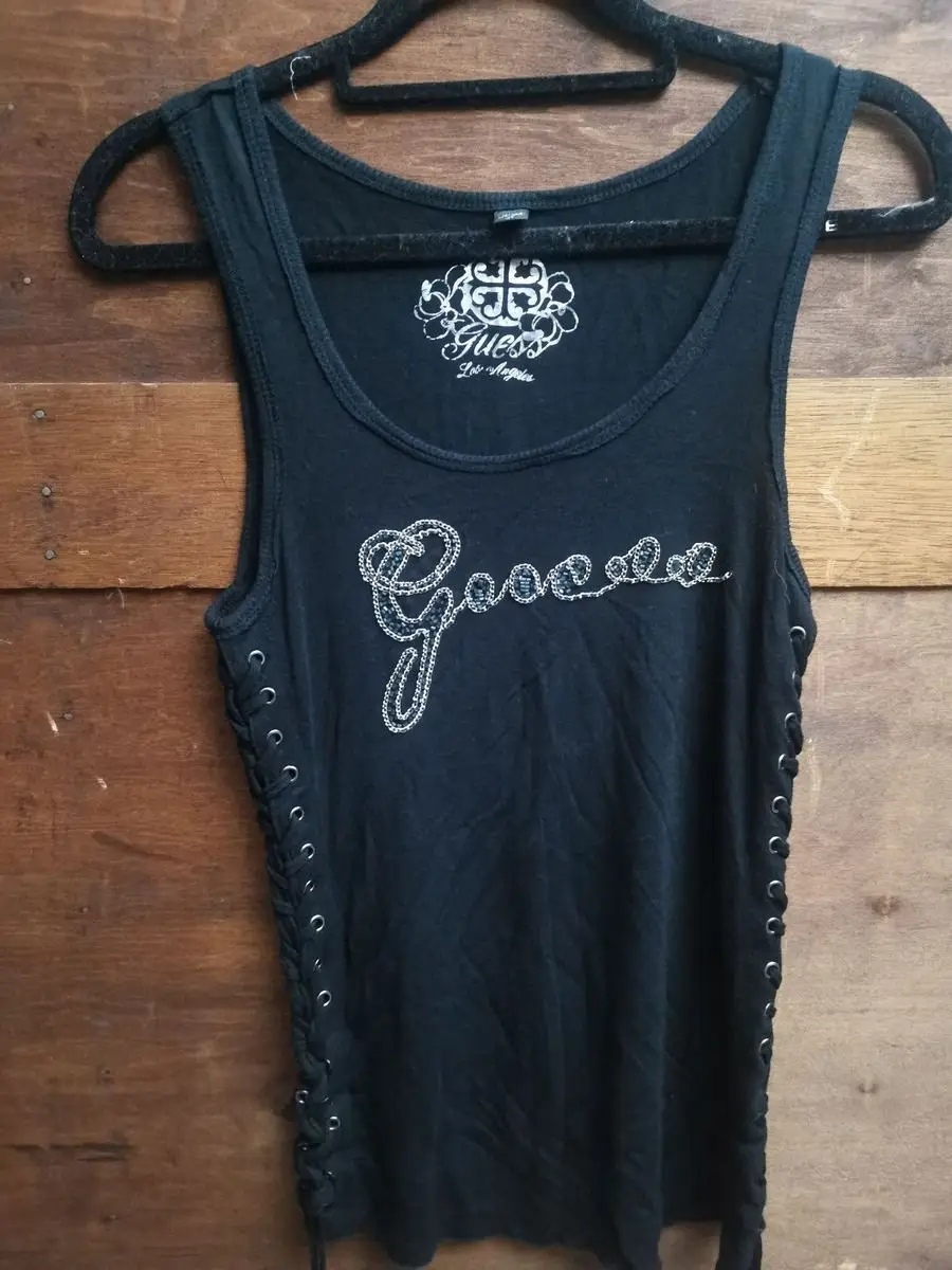 Guess Los Angeles Black Laced Tank Top