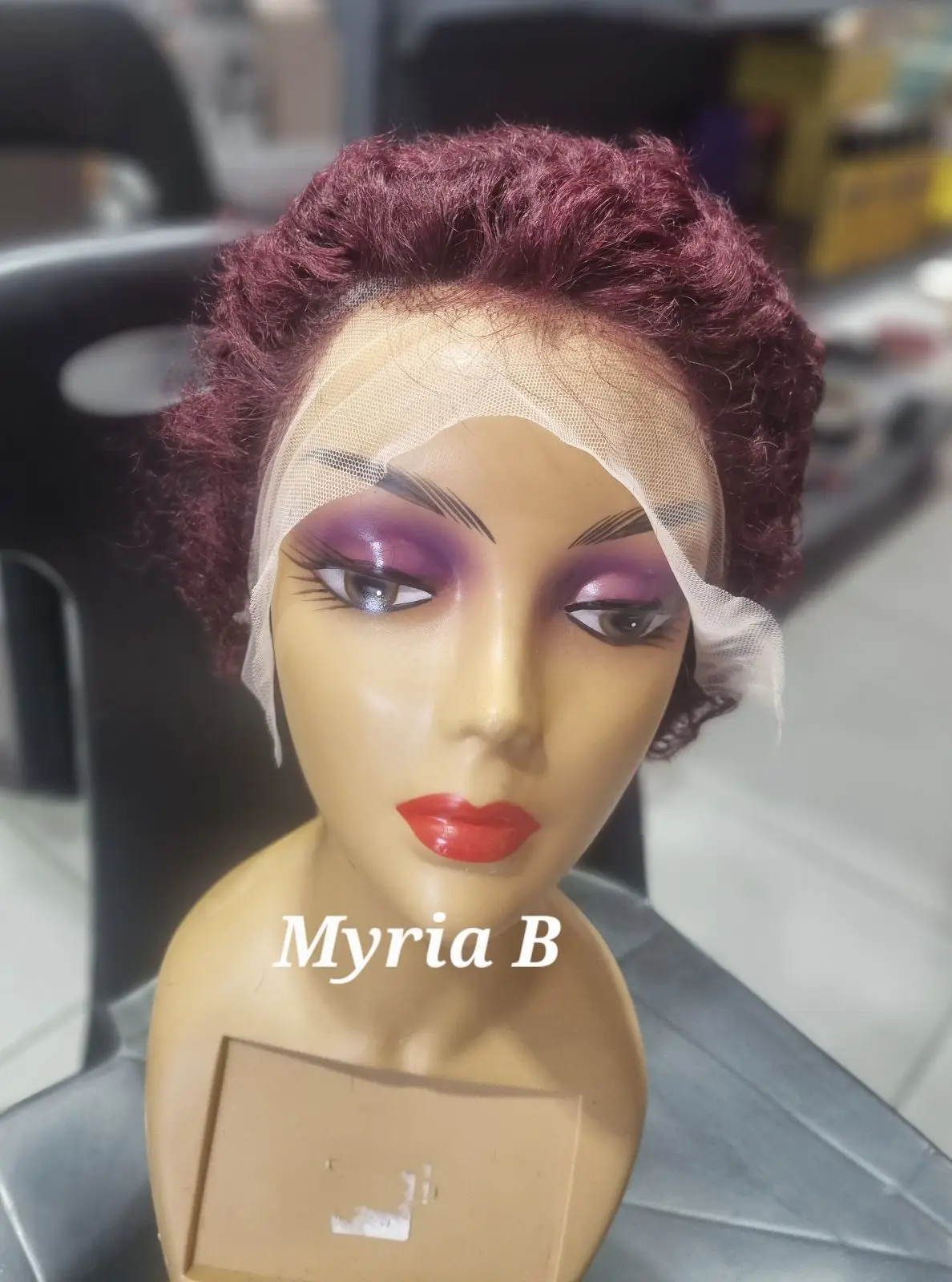 Burgundy Short Curly Lace Front Wig