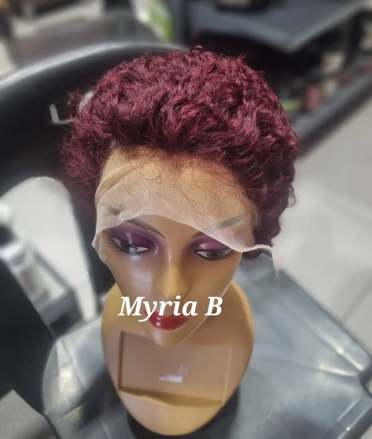 Burgundy Short Curly Lace Front Wig