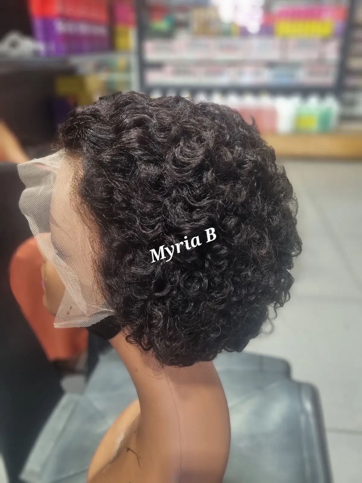 Curly Lace Front Wig Short Black