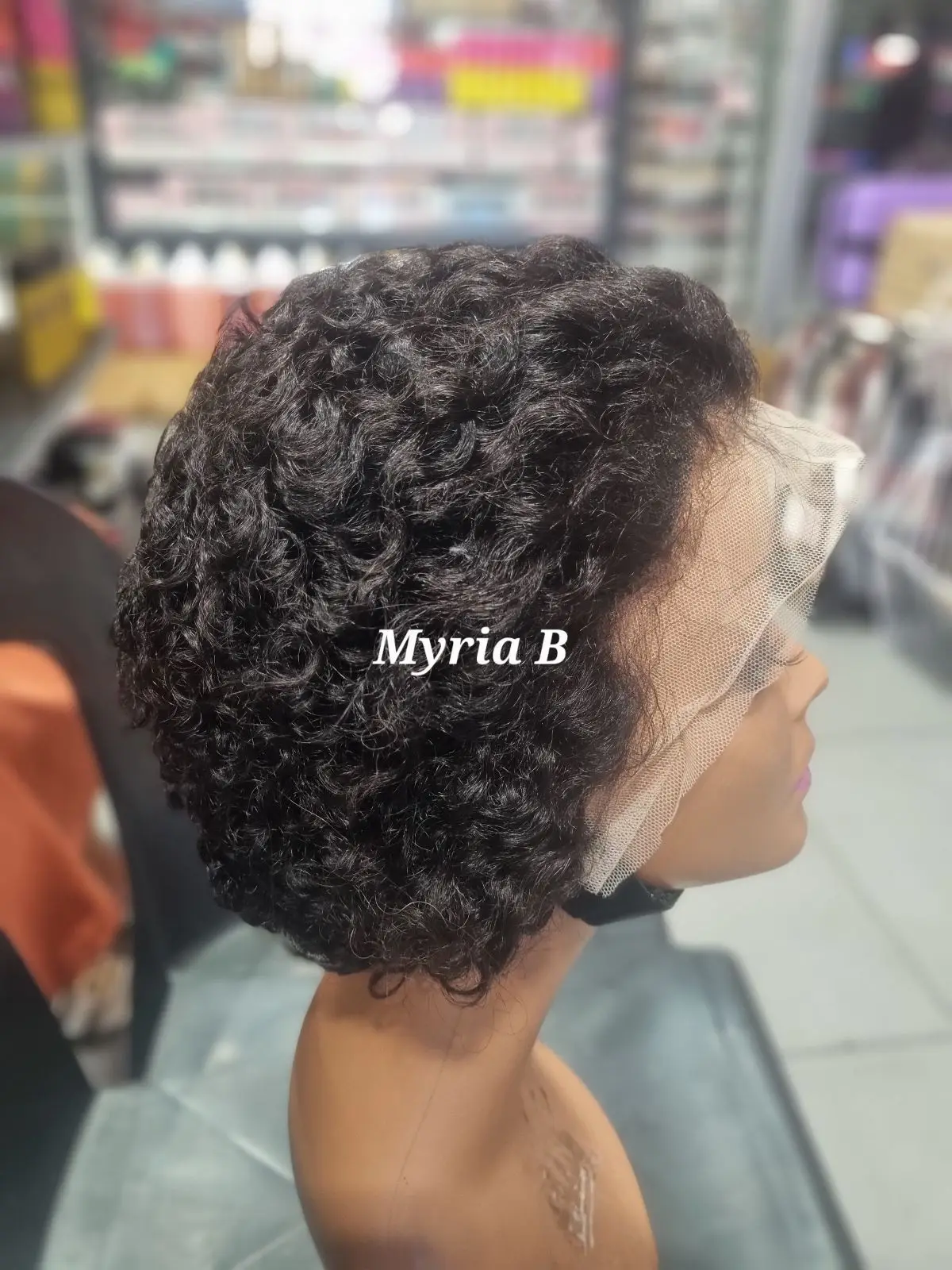 Curly Lace Front Wig Short Black