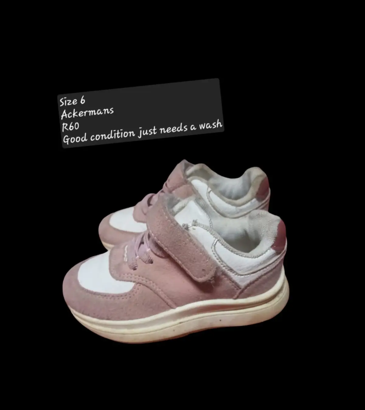 Ackermans Pink and White Kids Sneakers Size 6