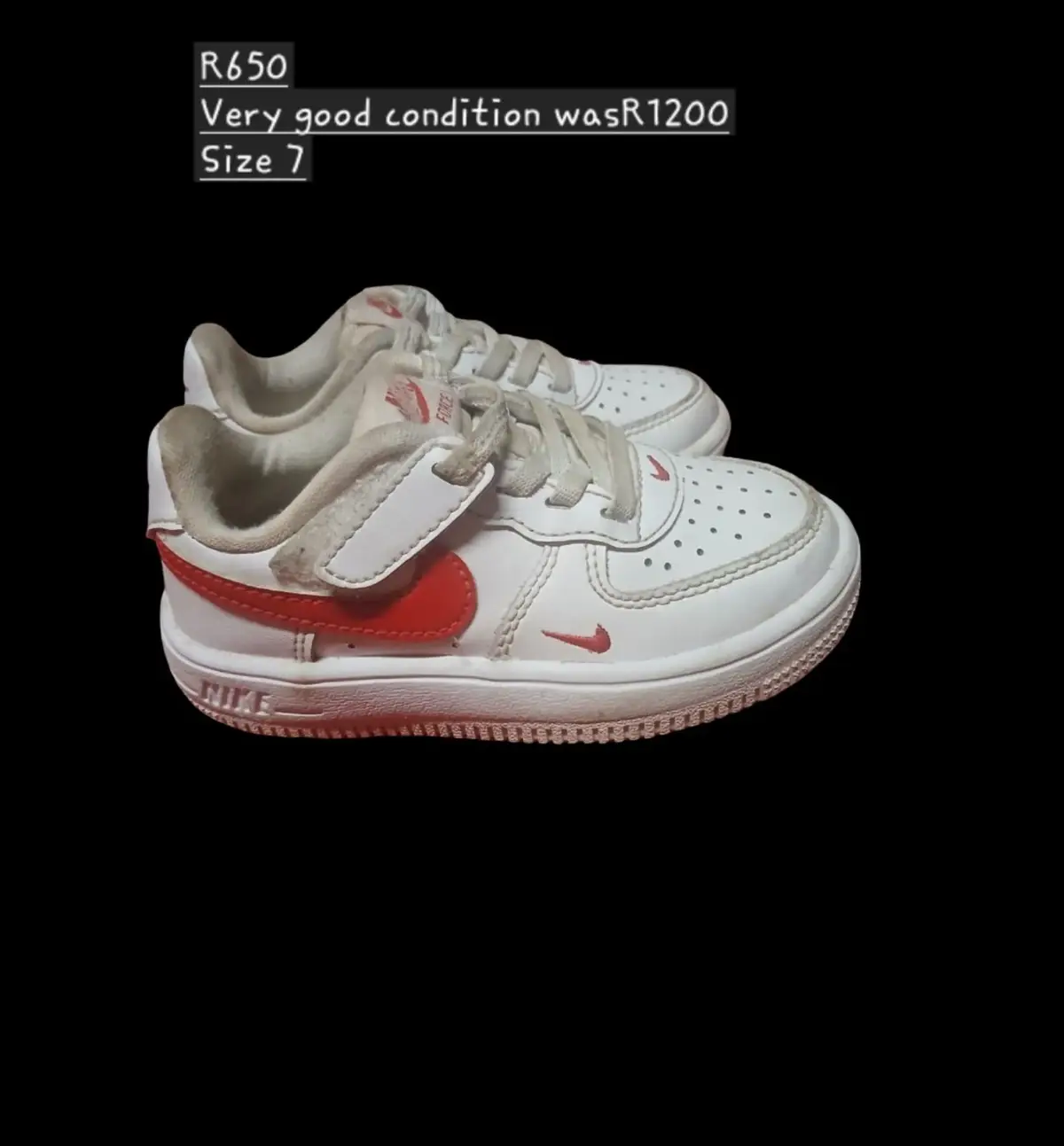 Nike Kids Air Force 1 White and Red Sneakers