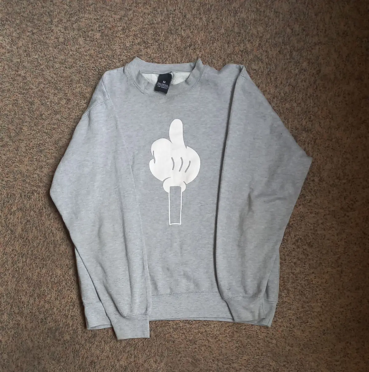 Valento Grey Graphic Crewneck Sweatshirt Medium
