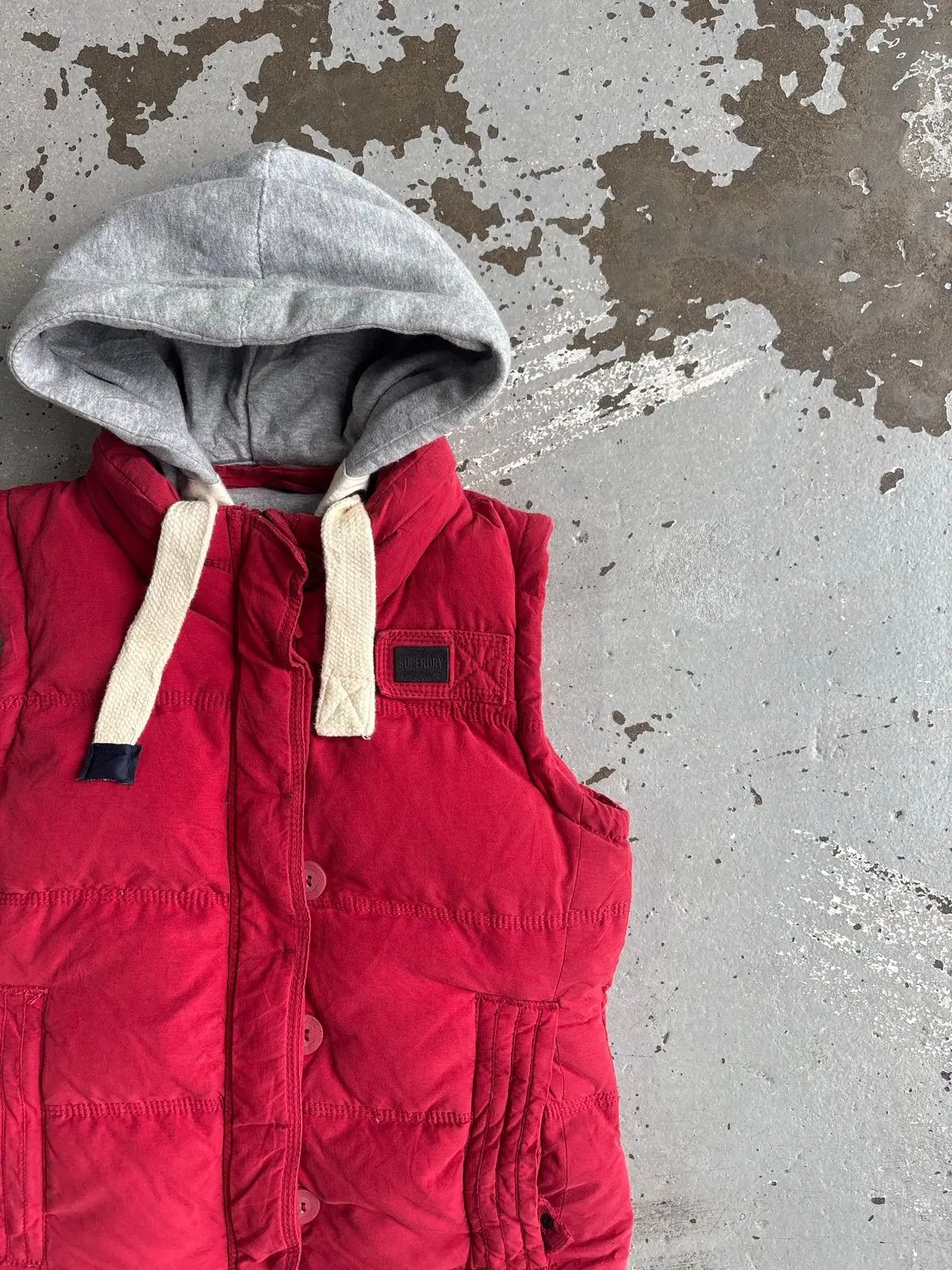 Superdry Red Hooded Puffer Vest