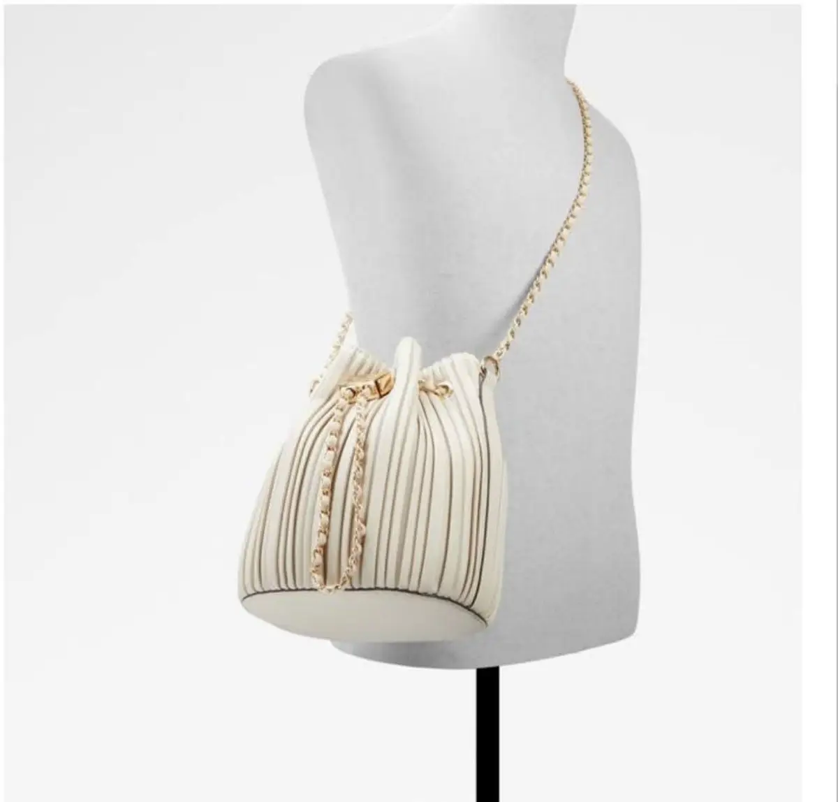 Aldo Off-White Pleated Bucket Bag