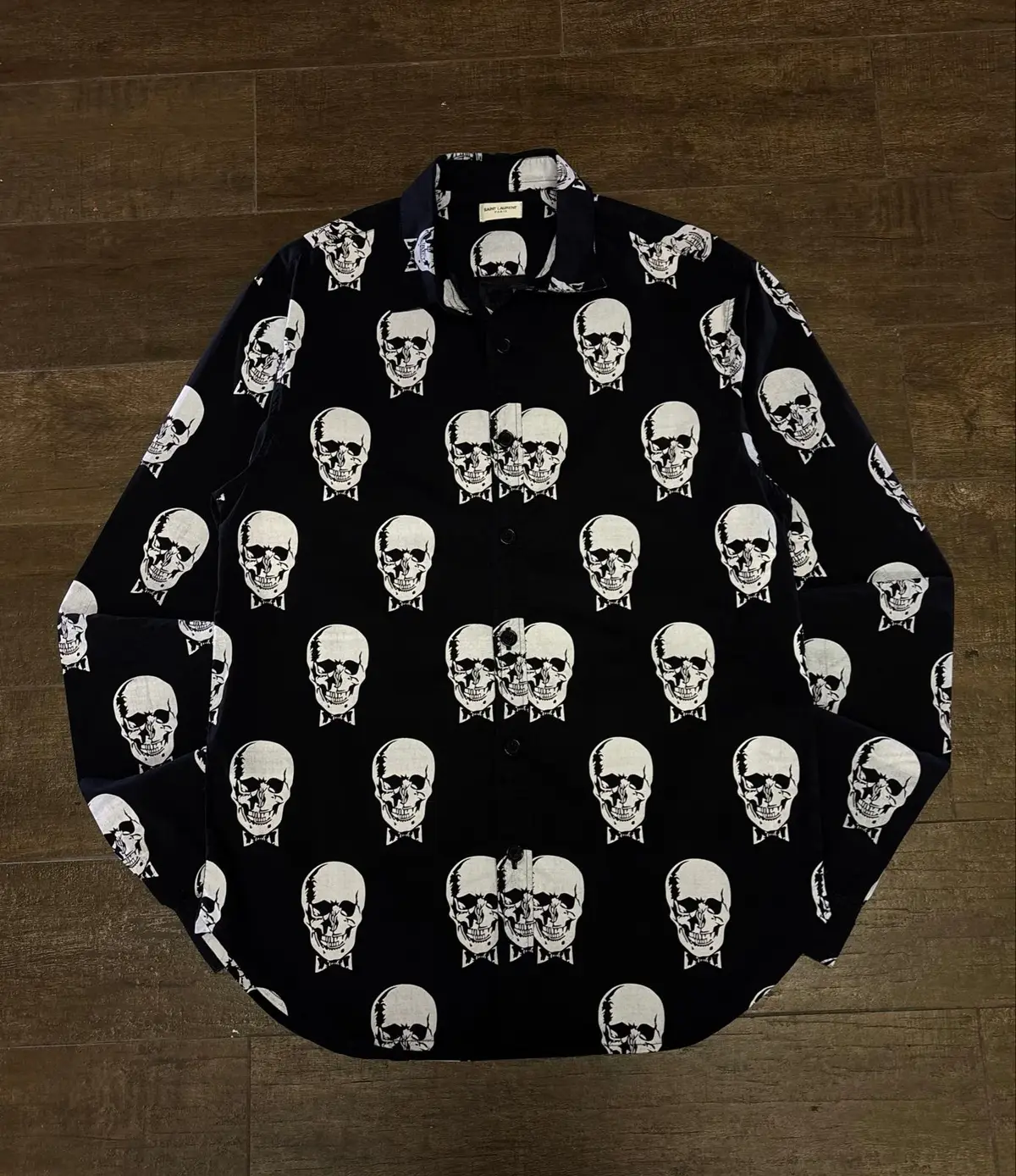Saint Laurent Skull Print Long Sleeve Shirt