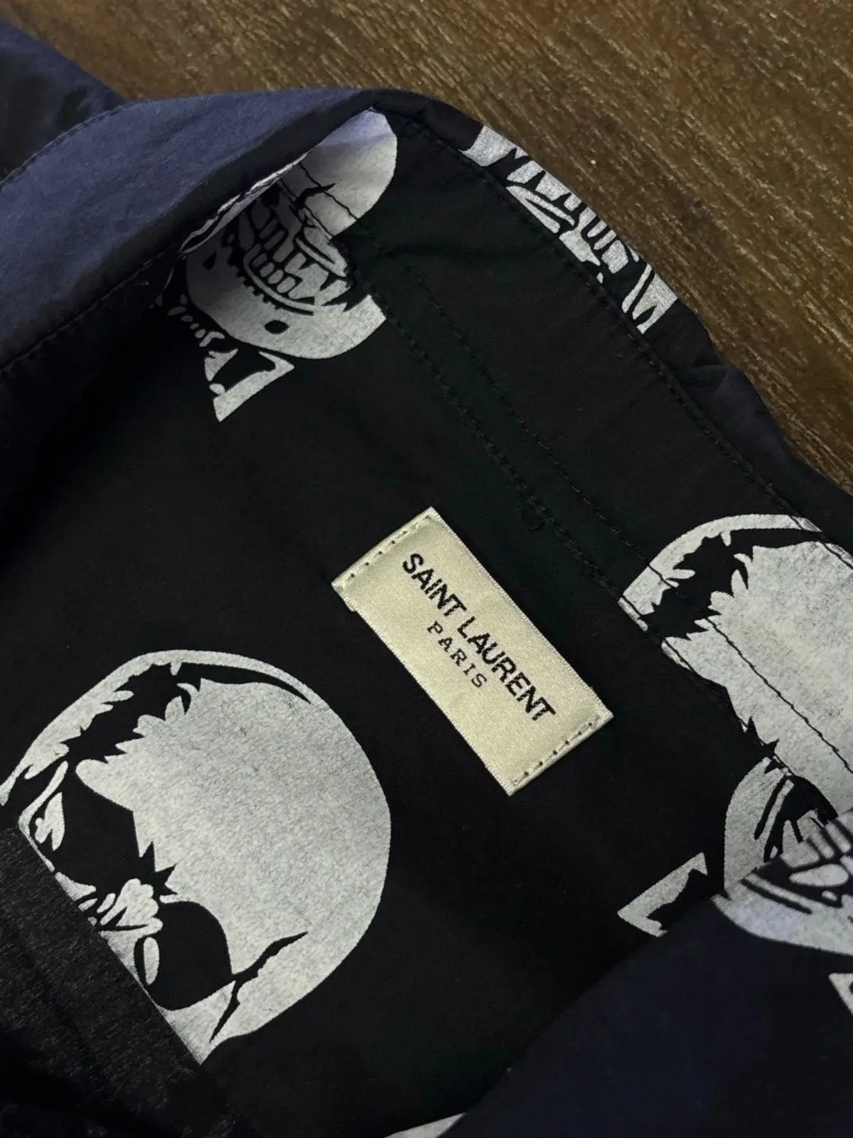 Saint Laurent Skull Print Long Sleeve Shirt