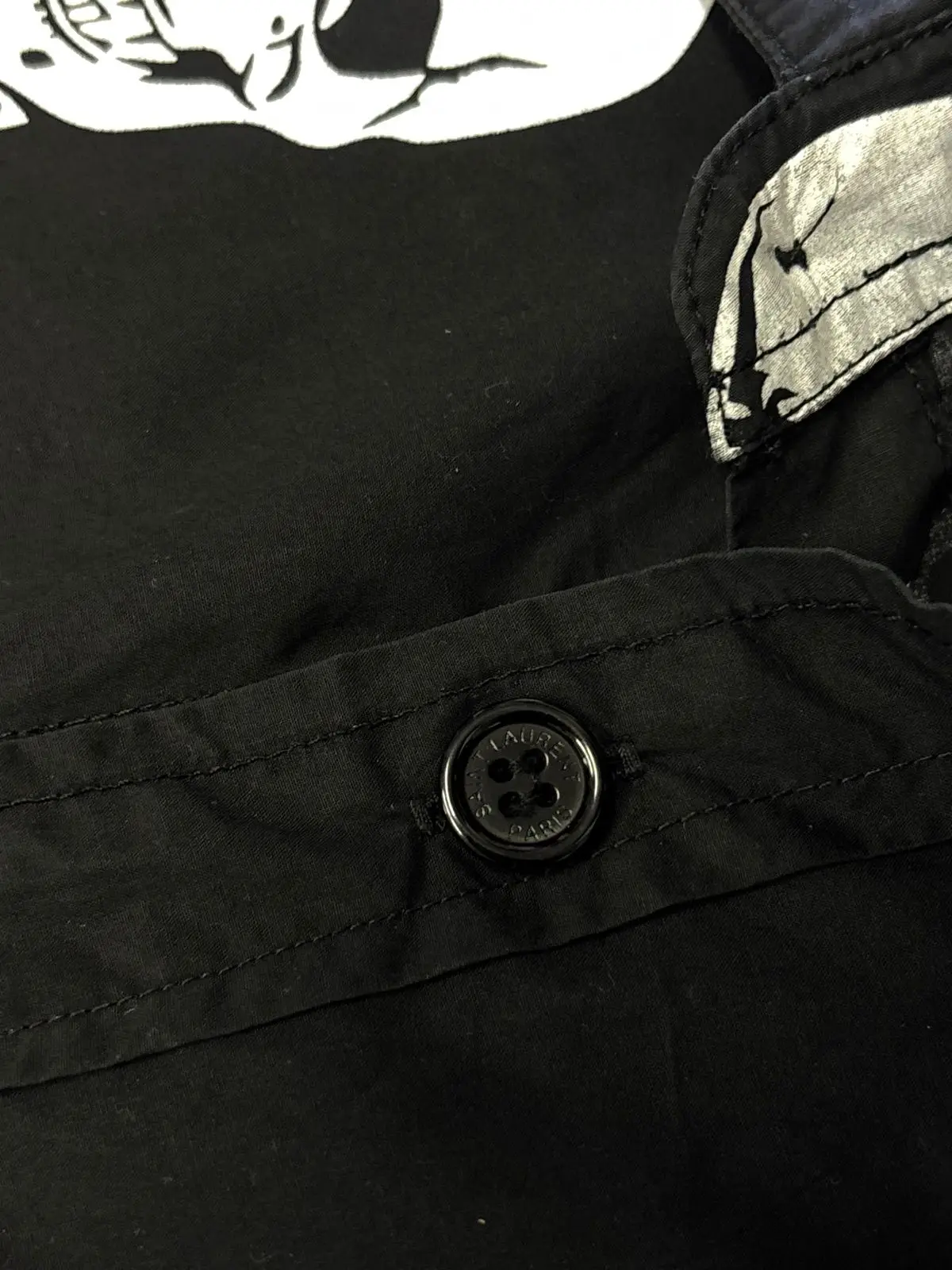 Saint Laurent Skull Print Long Sleeve Shirt