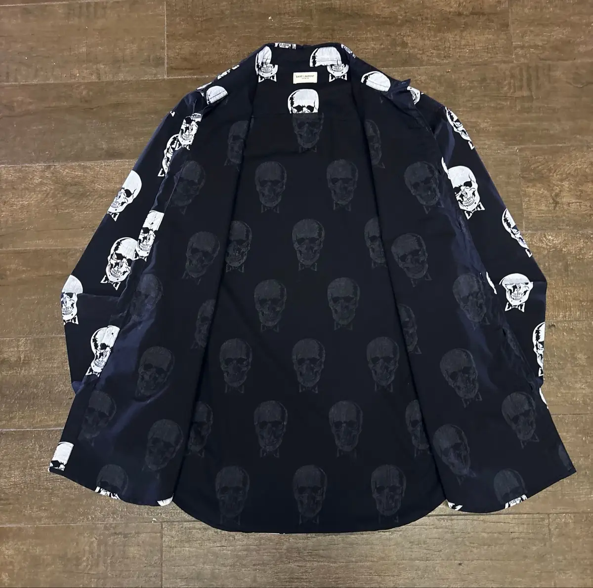 Saint Laurent Skull Print Long Sleeve Shirt