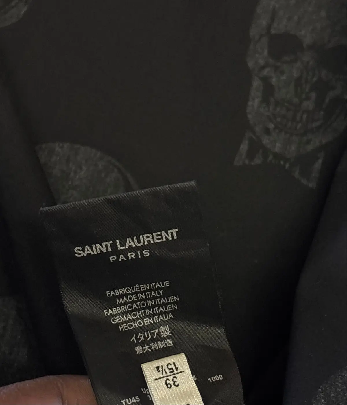 Saint Laurent Skull Print Long Sleeve Shirt