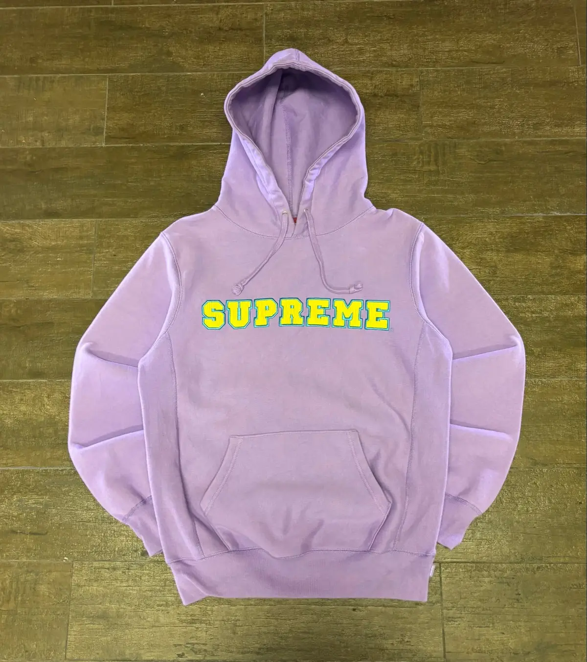 Supreme Purple Hoodie with Yellow Logo