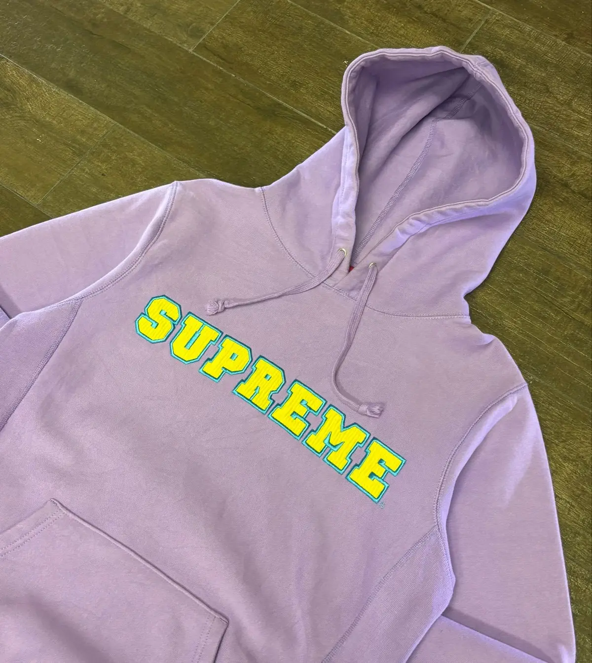 Supreme Purple Hoodie with Yellow Logo