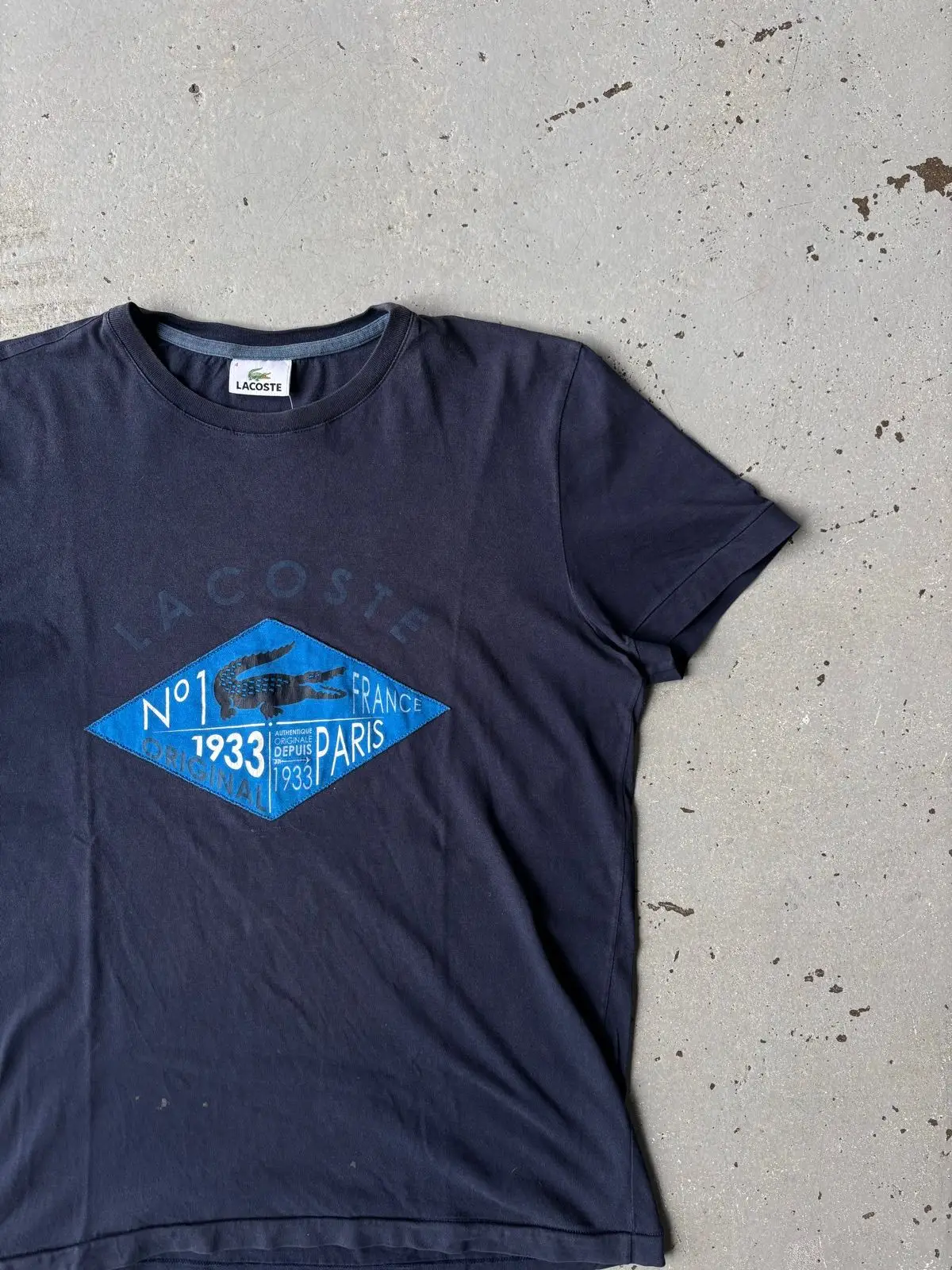 Lacoste Graphic Tee Navy Size 4