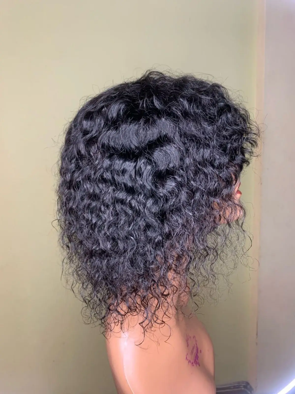 Black Curly Wig with Bangs