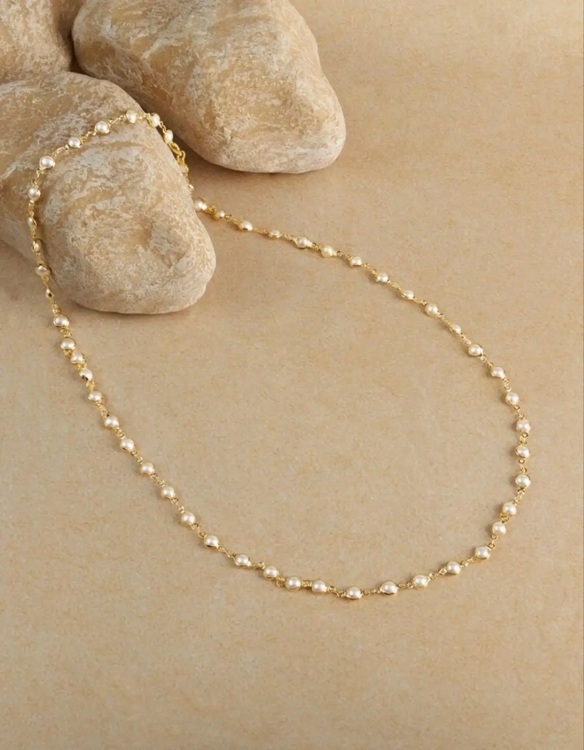 Gold Chain Necklace with Pearls