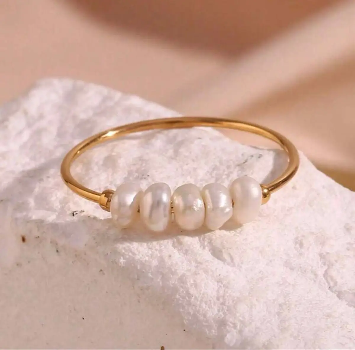 Gold Ring with Freshwater Pearls