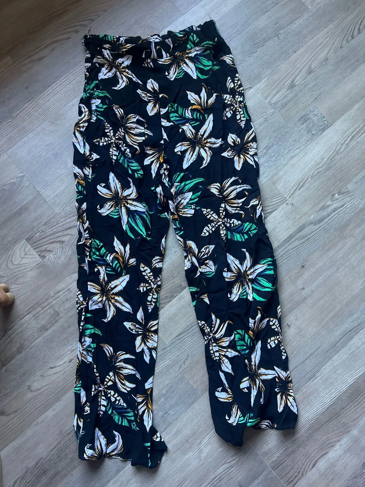 Black Floral Print Trousers