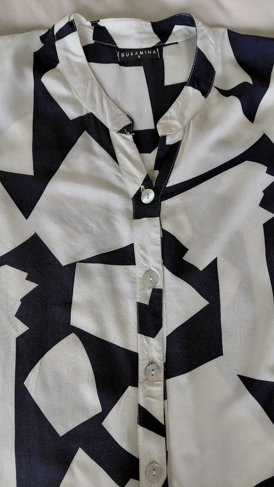 Black and White Abstract Print Maxi Shirt Dress