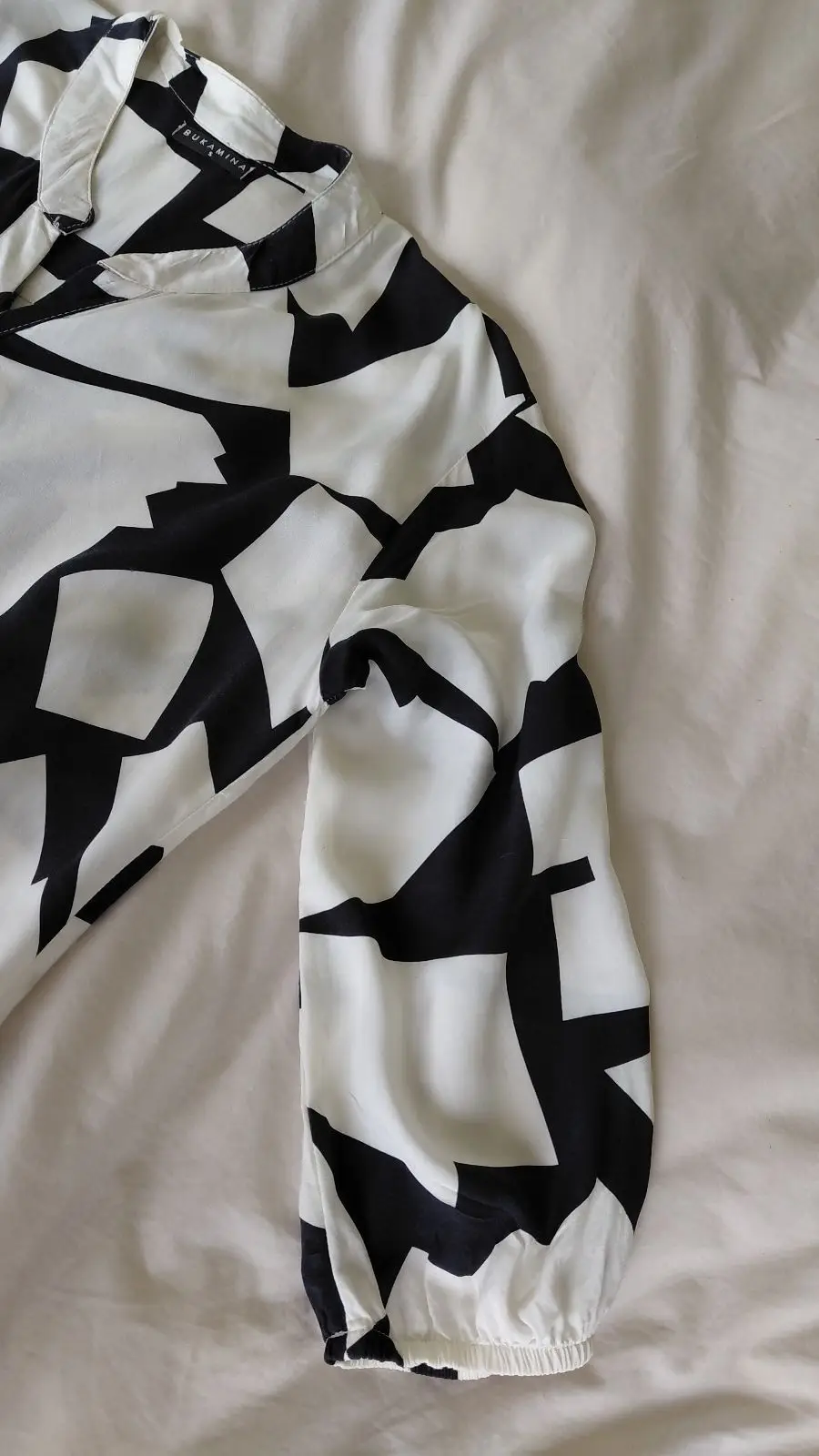 Black and White Abstract Print Maxi Shirt Dress