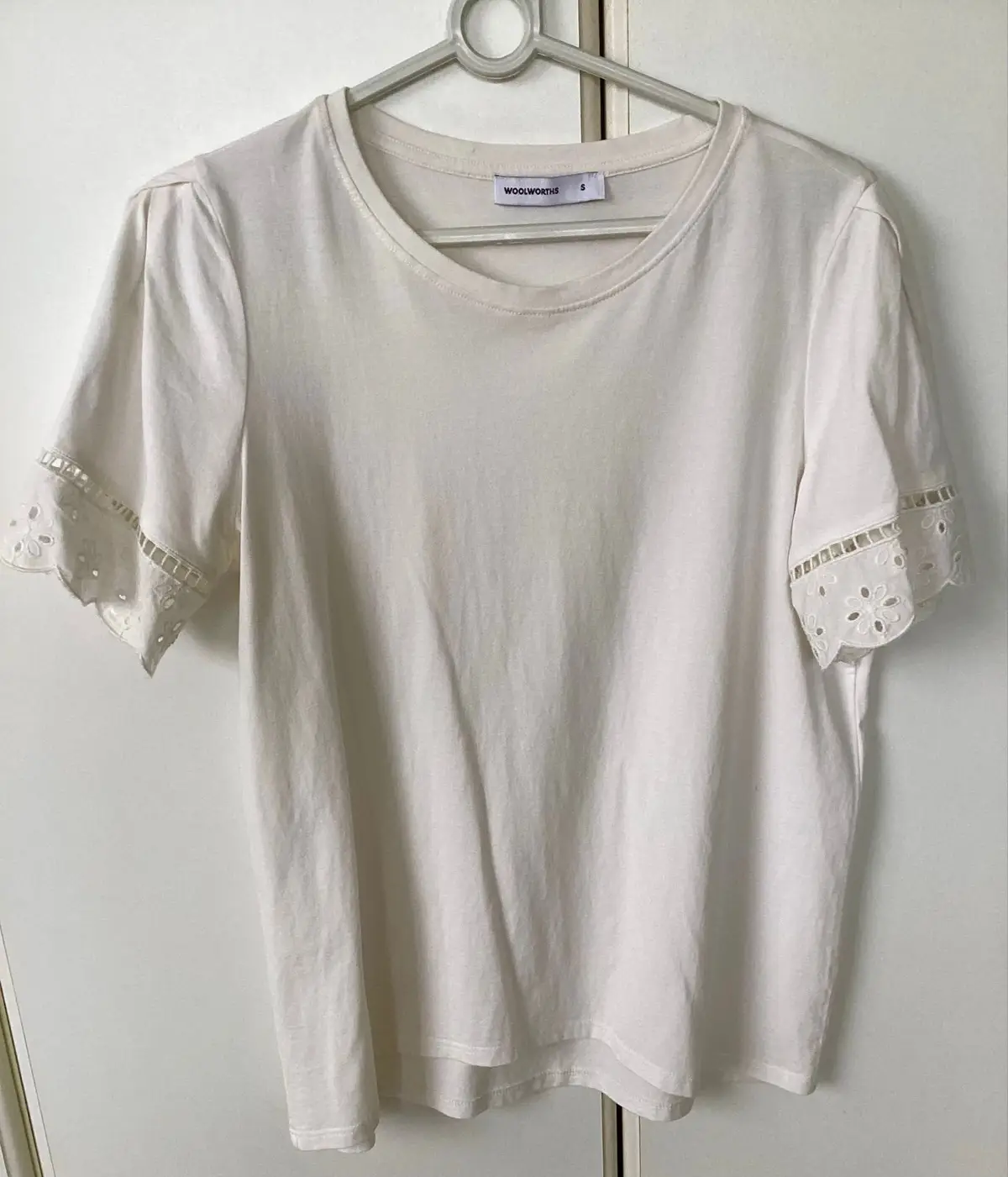 Woolworths White Eyelet Sleeve Top