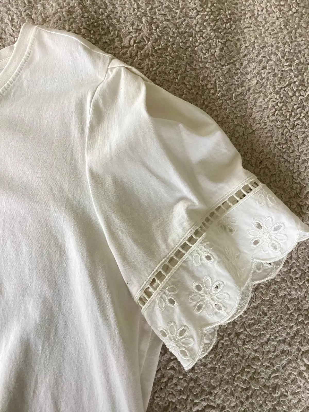 Woolworths White Eyelet Sleeve Top