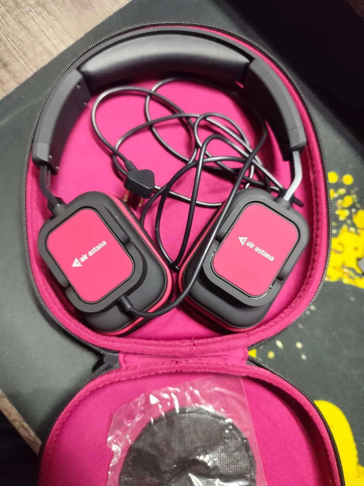 Air Astana Branded Wired Headphones in Hard Case