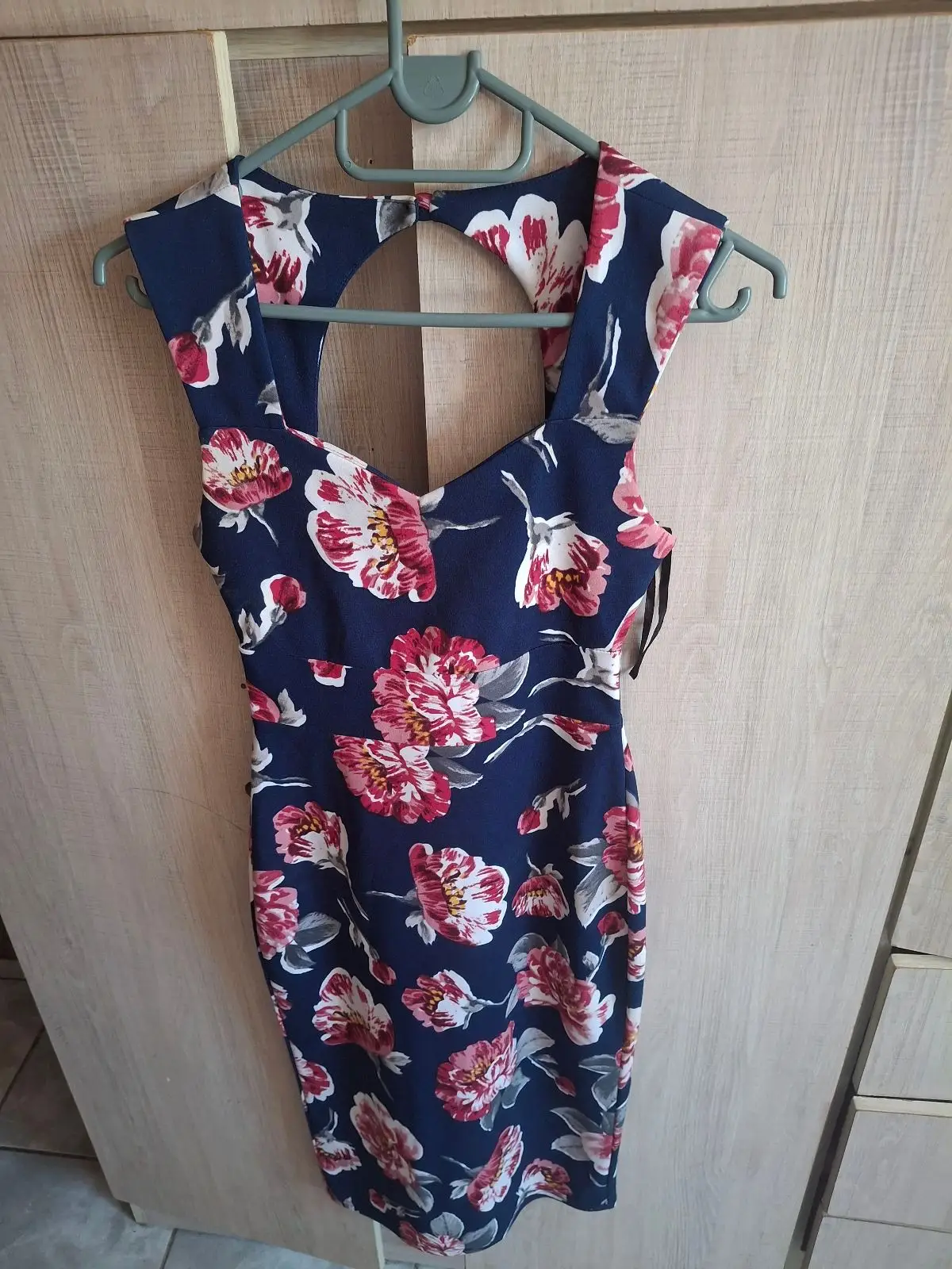 Navy Blue Floral Midi Dress